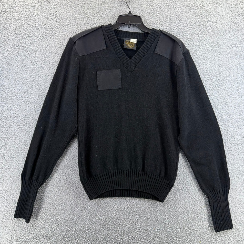 Citadel Commando Sweater Black V-Neck Military Police Security Woolly Pully Sz M
